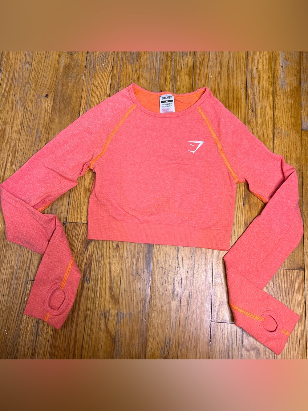 NWOT Gymshark Vital Seamless 2.0 Long Sleeve Crop Top - Orange Marl/coral XS